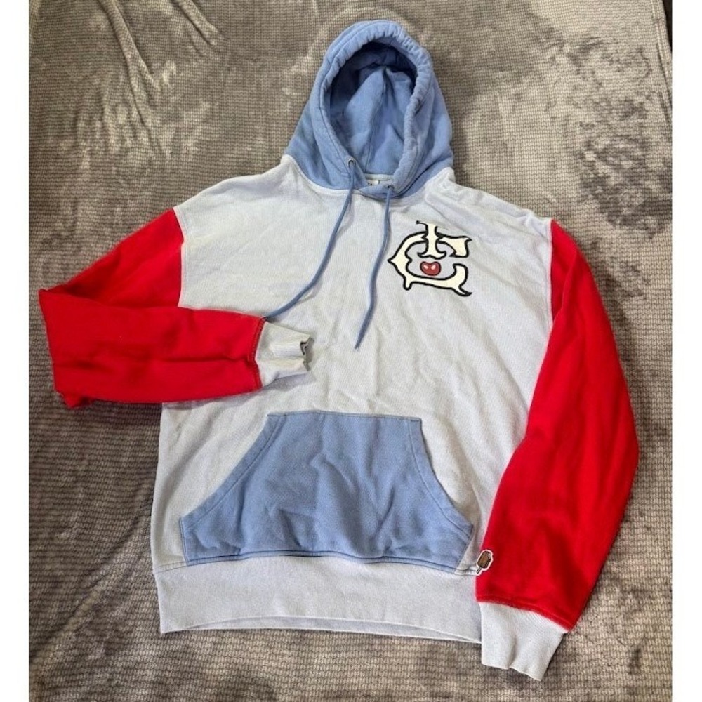 Ice Cream Streetwear Colorblock Hoodie‎ Light Blue Red Pullover Cherry Mens XL